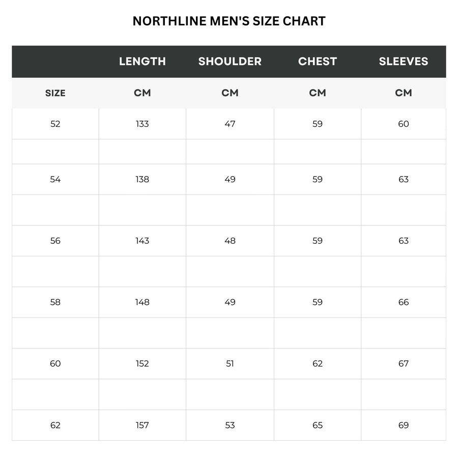 Northline's Men Size Chart