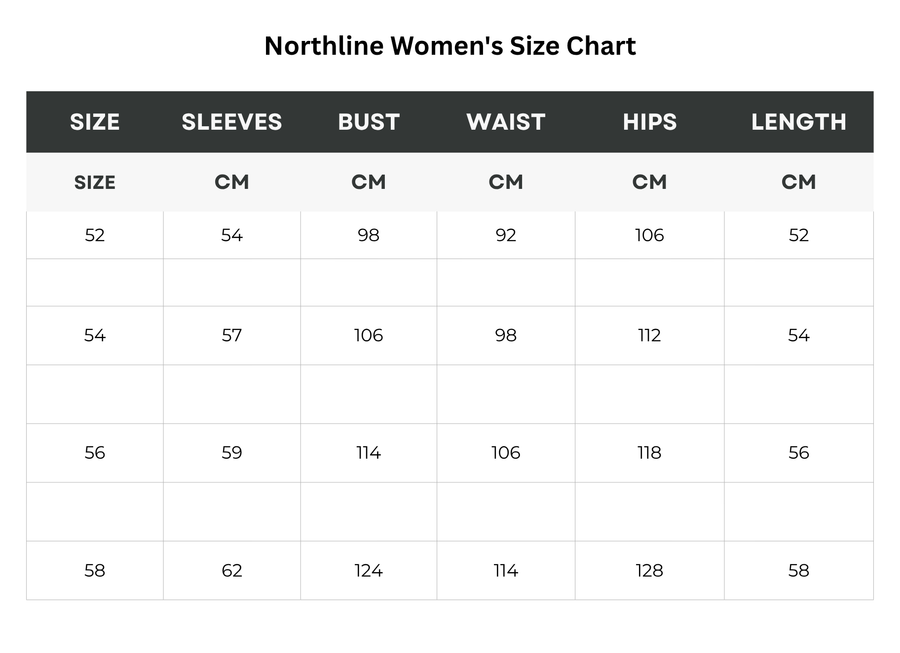Northline Classic Size Chart
